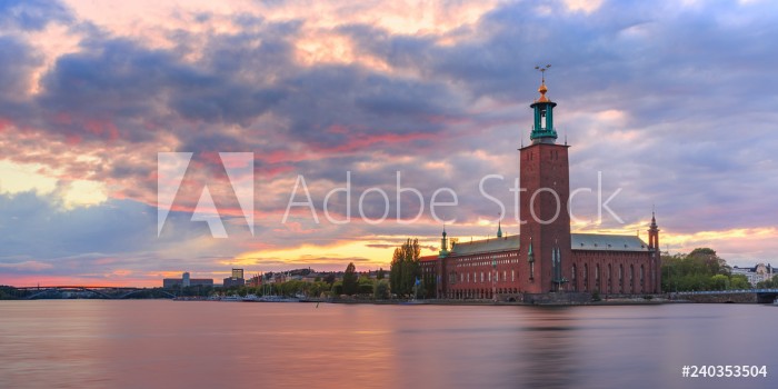 Picture of City Hall at sunset Stockholm Sweden